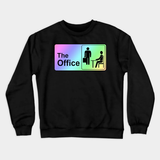 The Office Logo in Rainbow with blackbackground Crewneck Sweatshirt by sunnytvart